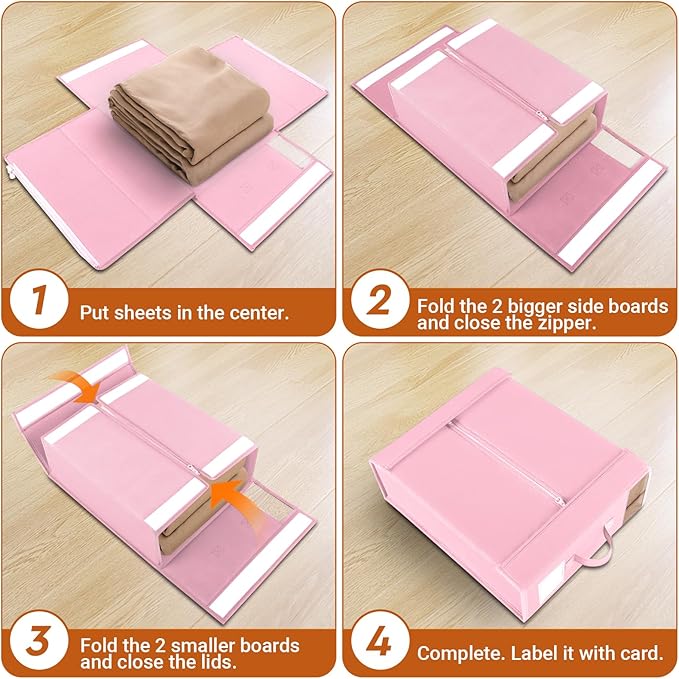 6 Pack Bed Sheet Closet Organizers and Storage, Pink