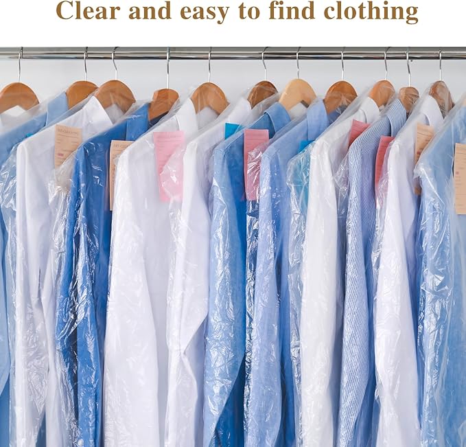 30 Pack Transparent Dust-proof Garment Covers Clear Clothes Covers for Hanging