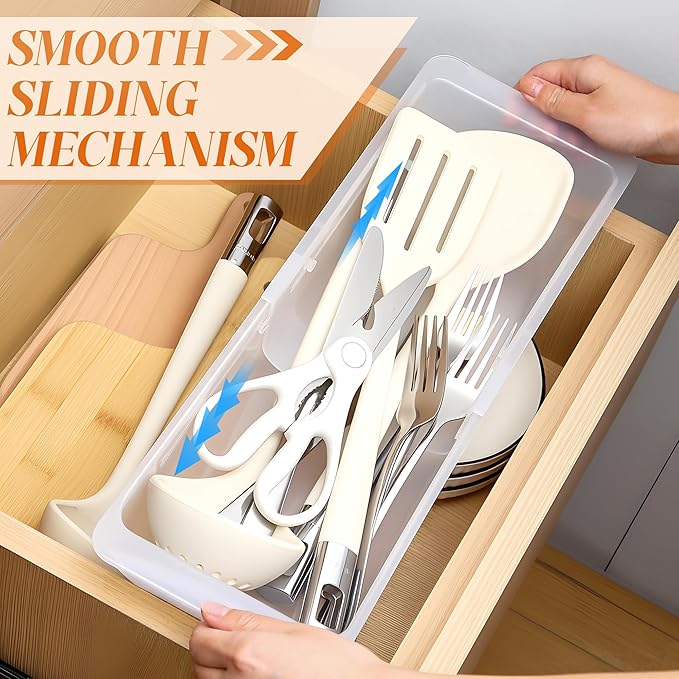 1 Pack Deep Drawer Organizer Bins, 12.4" to 18”
