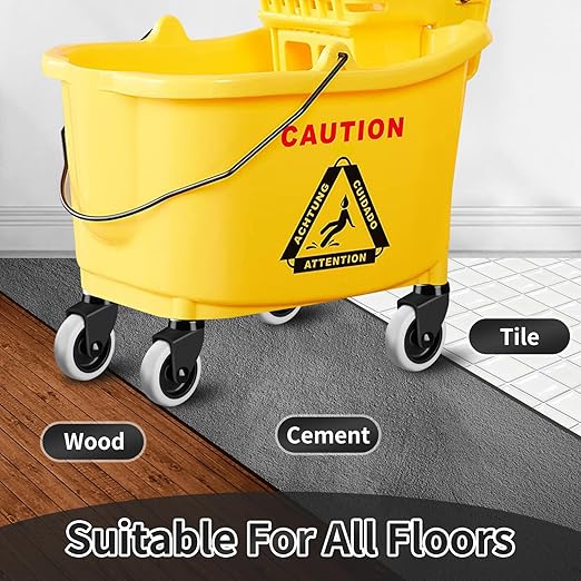Besitu 3" Mop Bucket Wheels Replacement, Non-Marking TPR Castors Set of 4 for Rubbermaid Models 7570-L2, 7571,7580,7581,7582 7583