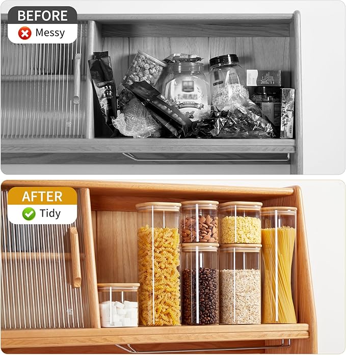 Glass Food Storage Jars with Lids 2.34 Qt [Set of 3], Perfect for Pasta, Cookies, Nuts, Coffee, Cereal, Flour, and More, Organize Your Kitchen and Pantry with these BPA-Free Glass Canisters