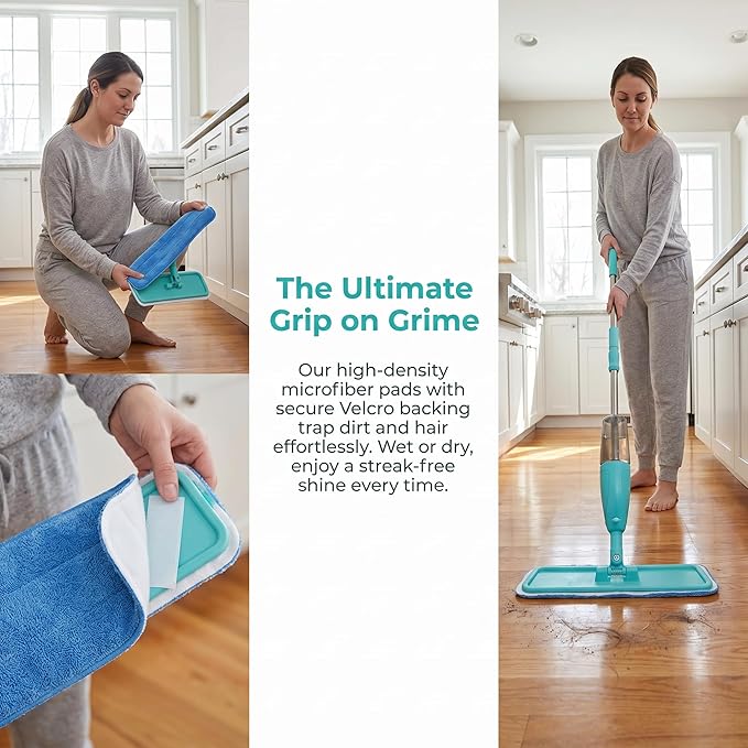 Microfiber Replacement Mop Pad, 18" x 6" Wet & Dry Home & Commercial Cleaning Refills, Reusable Floor Mop Pads (6 Pack) Blue