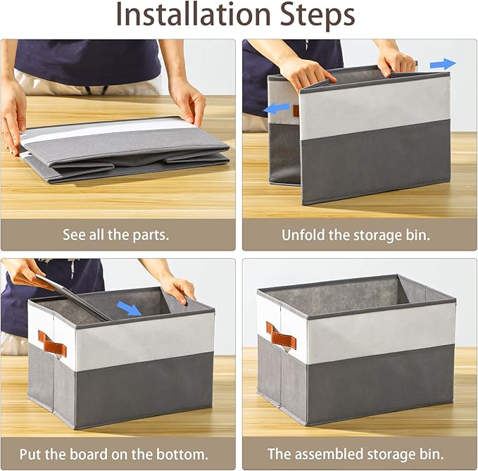 6 Pack Large Storage Bins with Handle,Collapsible Storage Basket for Shelves,Fabric Closet Organizer for Organizing Clothes Blanket,Decorative Dorm Organizers and Storage