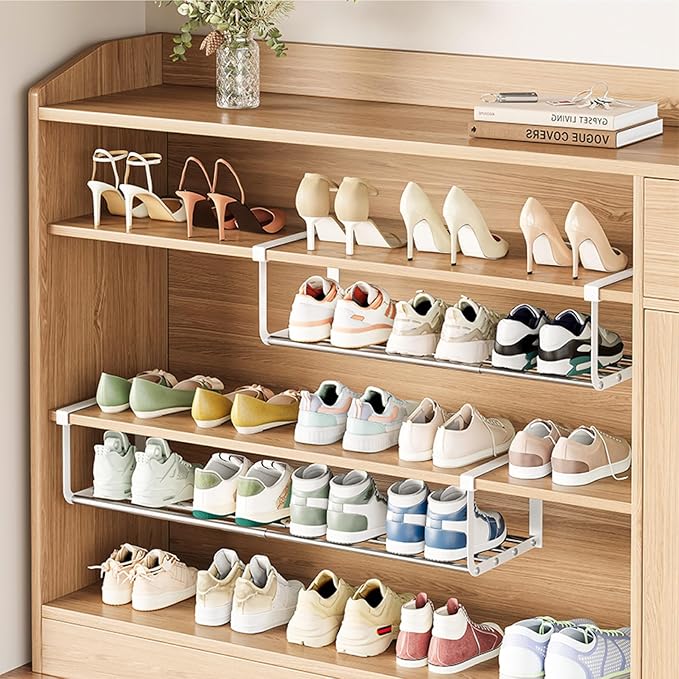 Expandable Shoe Rack Organizer, Stainless,4Pcs