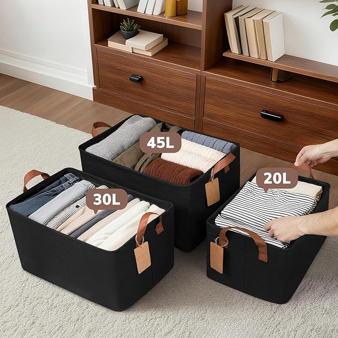 Storage Baskets for Shelves, Extra Large Closet Storage Bins with Metal Frame
