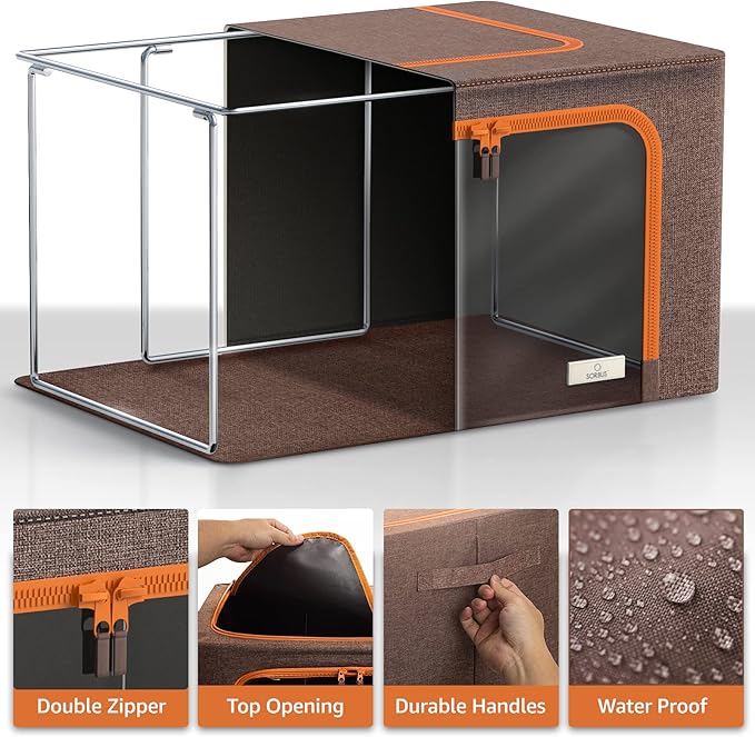 Sorbus Storage Bins with Metal Frame - Stackable & Foldable Clothes Organizer Bags