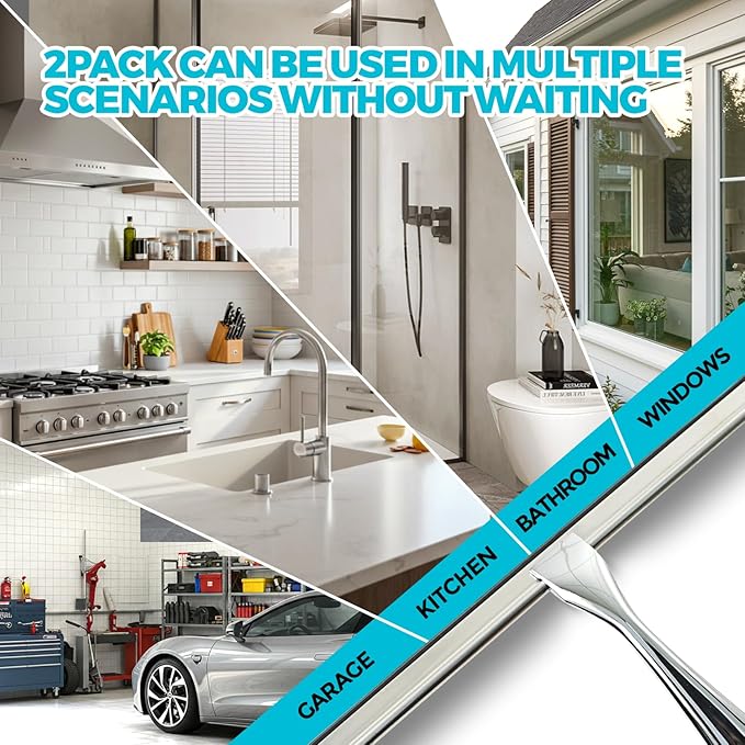ALFLOD 2PACK All-Purpose Shower Squeegee for Shower Doors, Tile Shower Walls, Bathroom, Window, Glass and Car Windshield