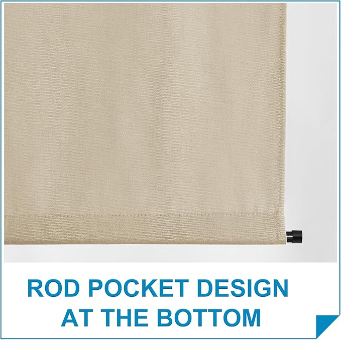 RYB HOME Tricia Faux Linen French Door Curtain - 26" x 69" Beige