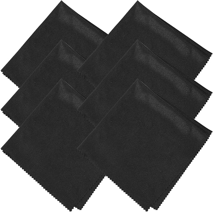 uxcell 6 Pcs Microfiber Cleaning Cloth for Glasses, 11.8 x 11.8 Inch Eyeglass Cleaning Cloth, Glasses Cleaner Wipes for Electronics Lenses Screens Cameras Cell Phones, Black
