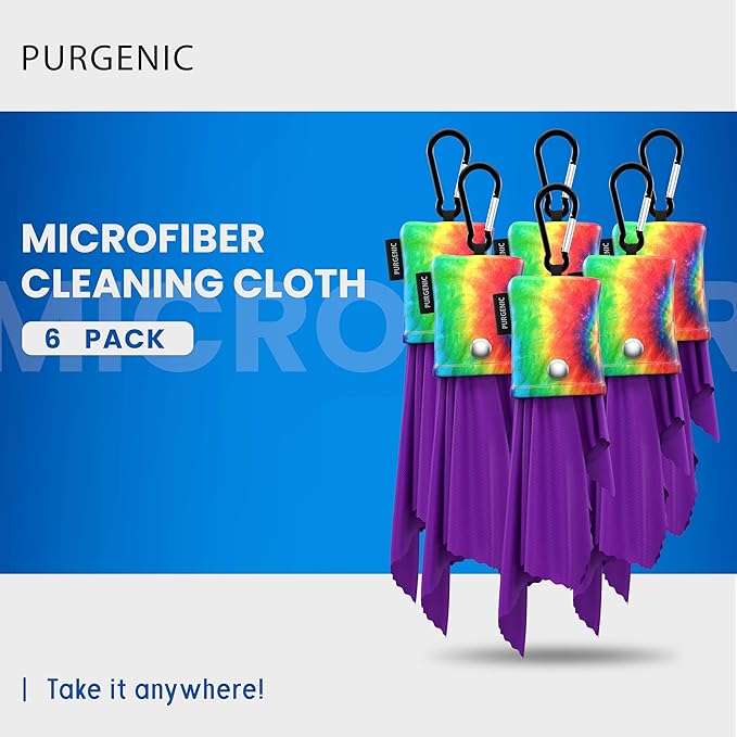 Microfiber Cloth & Glasses Wipes (6 Pack) Lens & Glasses Cleaning Cloth - Eye Glass Clean Cloths - Eyeglass Cleaning Cloth - Glass Cleaning Cloth