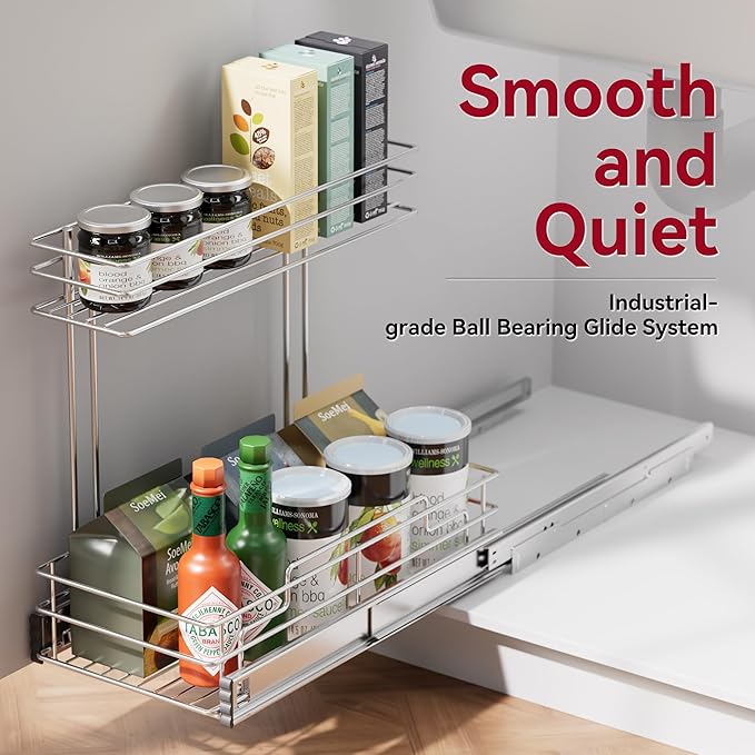 Under Sink Organizer 2 Packs, Pull Out Cabinet Organizer 2 Tier