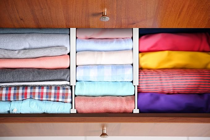 Homemaid Living Bamboo Drawer Dividers, Adjustable & Expandable, 4 Pack, White