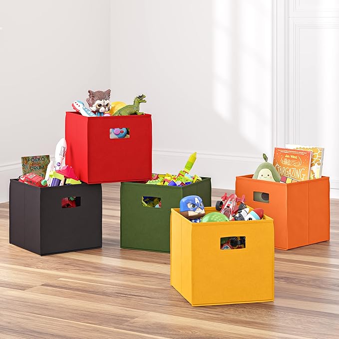 Folding Storage Bins with Handles Black Cube Storage Organizer for Closet