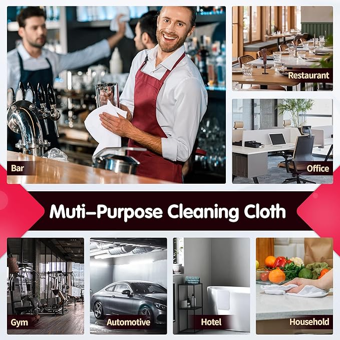 FIXSMITH White Microfiber Cleaning Cloth -Pack of 8, Highly Absorbent Cleaning Rags, 16"X12" All Purpose Cleaning Towels for Housekeeping, Kitchen, Car, Lint Free and Reusable Microfiber Towels