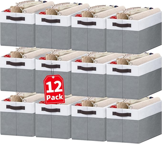 12 Pack Large Storage Baskets for Shelves