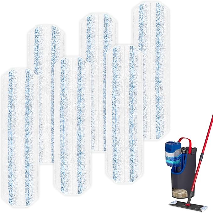 6 Pack H2prO Mop Pads Compatible with O Ceda H2PrO Flat Mop System, Reusable Mop Pads, Microfiber Mop Heads Replacements for Ocedar Flat Mop, Washable Microfiber Mop Cleaning Refills Pads