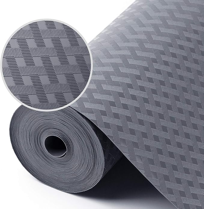 Shelf Liners for Kitchen Cabinets Refrigerator Liners Waterproof Oil-Proof Kitchen Cupboard Liner Durable Drawer Mats EVA Material Non Adhesive Fridge Liner for Shelves (23.6 x 236.2 inches, Gray)