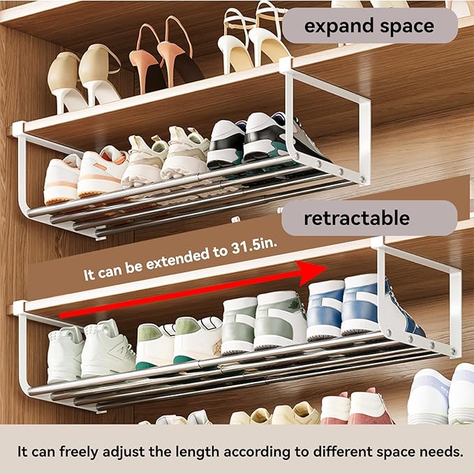 Expandable Shoe Rack Organizer, Stainless,2Pcs