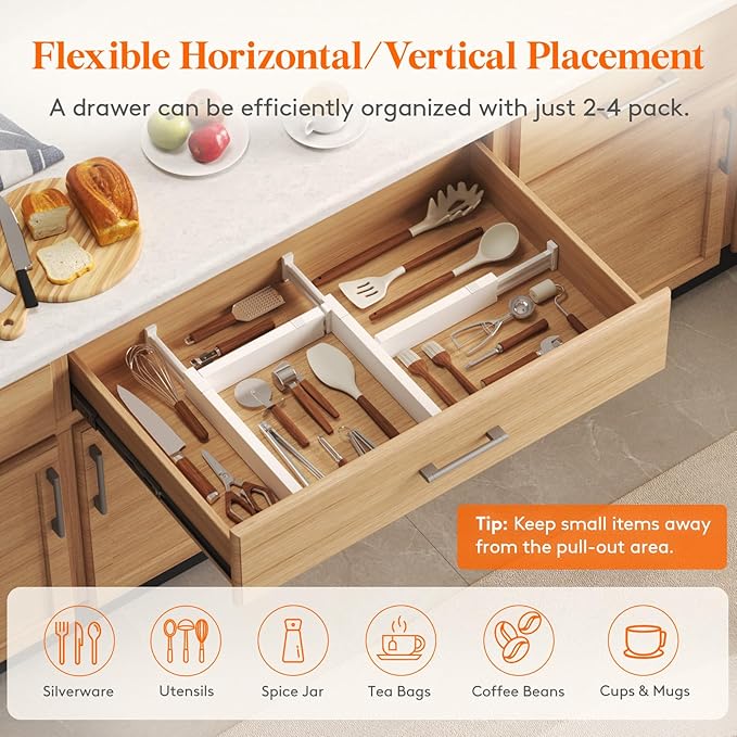 12 Pack 2.36" High Drawer Dividers 40-56cm/16-22 Adjustable Drawer Organizer