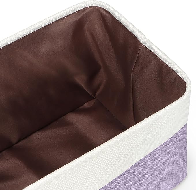 Kntiwiwo Foldable Storage Bin Collapsible Fabric Storage Basket Cube with Durable Handles Closet Organizer Bins for Organizing Shelves Drawers, Set of 3, 15" x 10" x 9.5", Purple