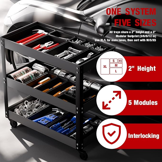 48PCS & 5 Sizes Tool Box Organizer Tray