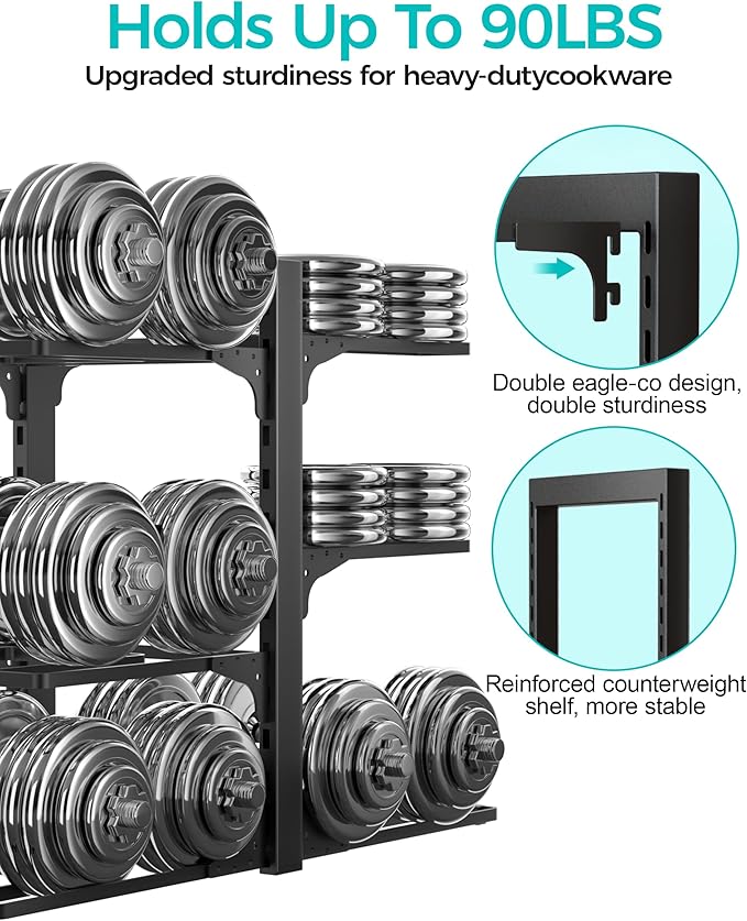 6-Tier Pots and Pans Organizer under Cabinet, Adjustable Pot Rack