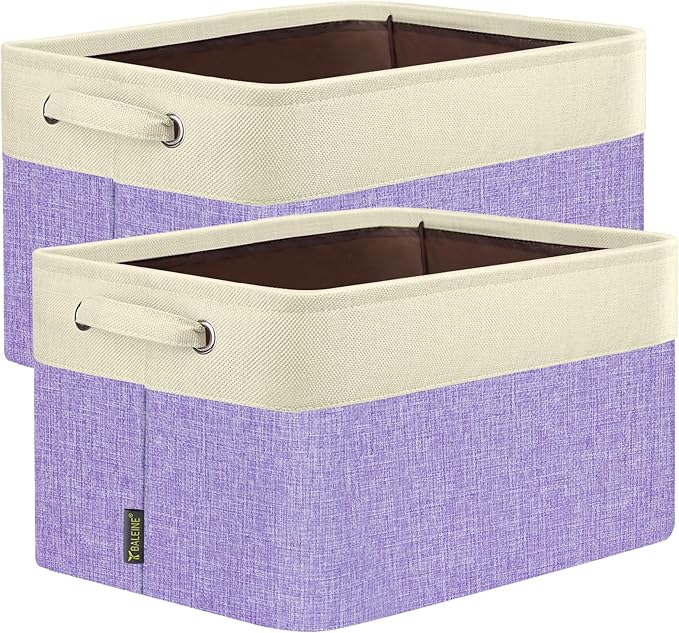 2 Pack Fabric Closet Storage Bins for Shelves, Lavender, 17''x13''x10.5''