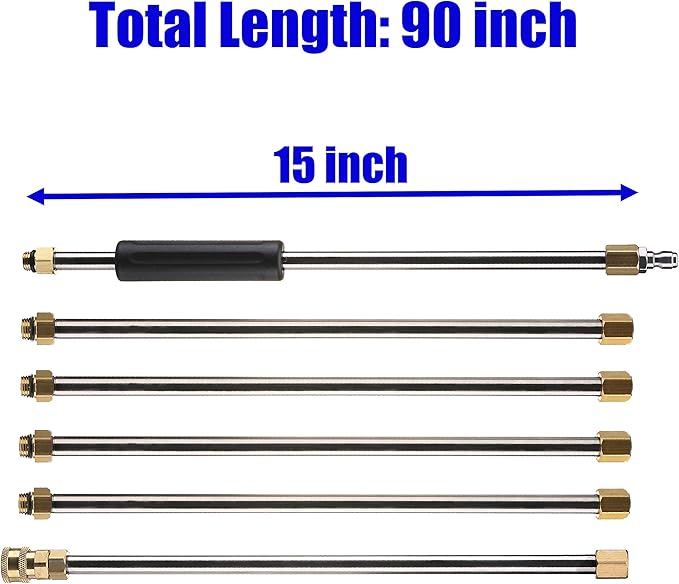M MINGLE Pressure Washer Wand Extension, Replacement Lance, 7.5-Feet, 1/4 Inch Quick Connect, 4000 PSI