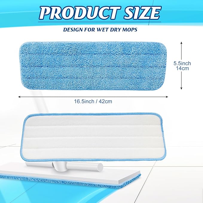 40 Pack Microfiber Cleaning Pads Machine Washable Replacement Head for Wet/Dry Mops Flat Reusable Household Replacement Mop Pad for Hardwood Floor Cleaning Scrubbing Fit Most Mops (Multicolor)