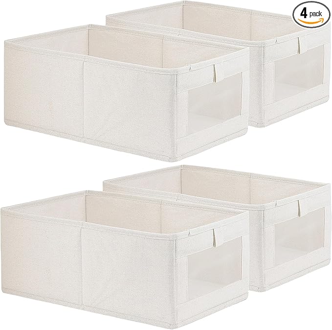 4 Pack Linen Storage Bins, Storage Containers for Organizing Clothing, Jeans