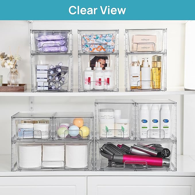 Clear Stackable Storage Drawers Set of 5