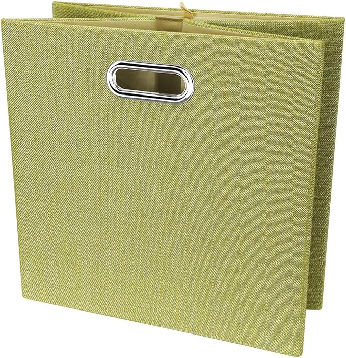 Posprica Foldable Storage Bins,13×13×13 Storage Cubes Boxes Baskets Containers for Shelf Bookcase ,Thick Fabric Drawers - Set of 4, Yellow/Beige mixed