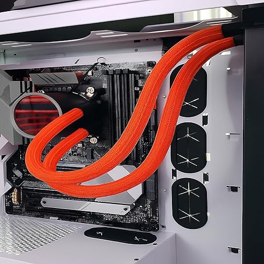Electriduct 3/4" Hook Self Closing Sleeve Braid Wrap Around Sleeving Flame Retardant Flexible Mesh Cord Cover Cable Protector Wire Organizer - 25 Feet - Orange