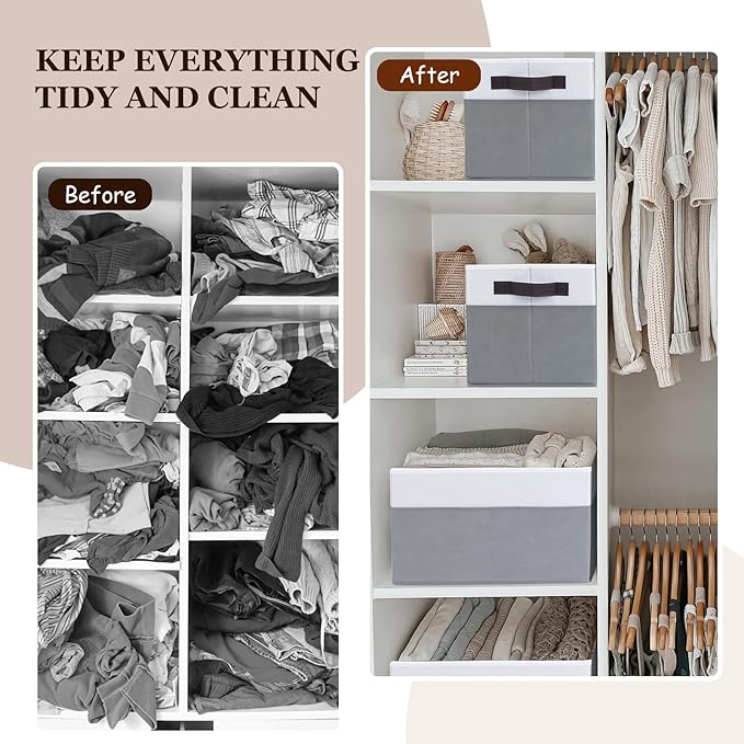12 Pack Large Storage Baskets for Shelves