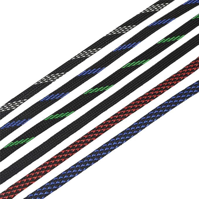 30ft PET Expandable Sleeving Wire Cable Sleeve (2/5", Green&Black)