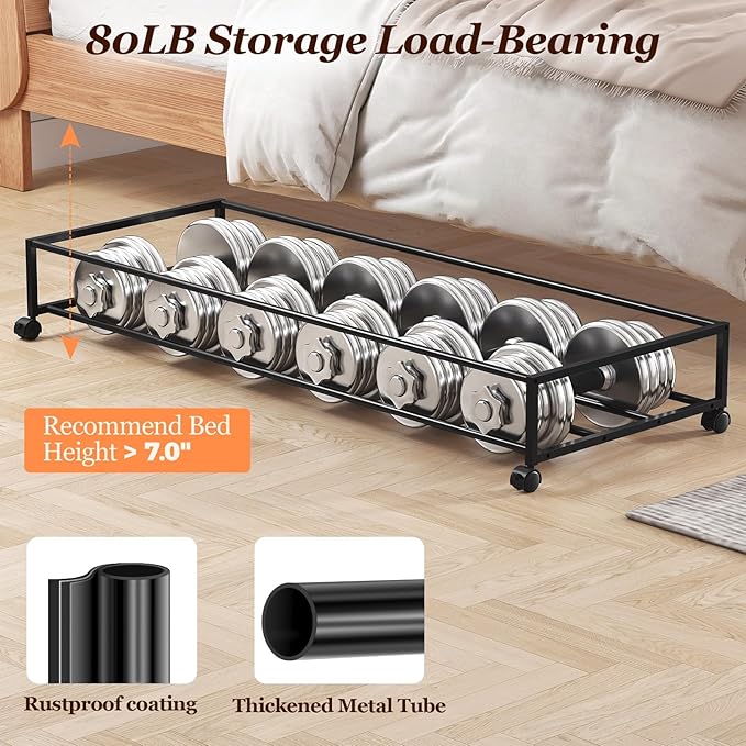 Under Bed Storage with Wheels 2 Pack, Hemp Grey