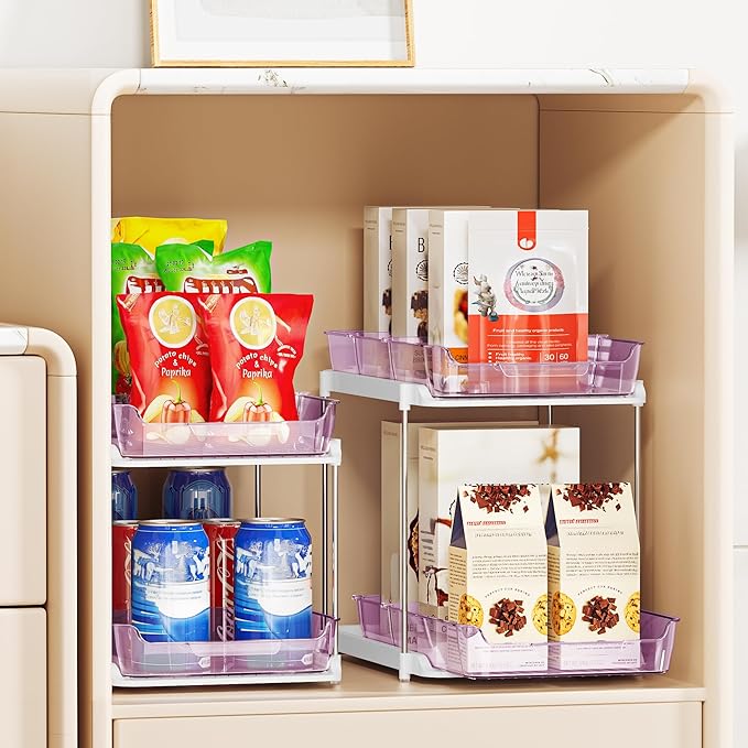 Delamu 2-Tier Multi-Purpose Bathroom Under Sink Organizers and Storage, Stackable Kitchen Pantry Organization