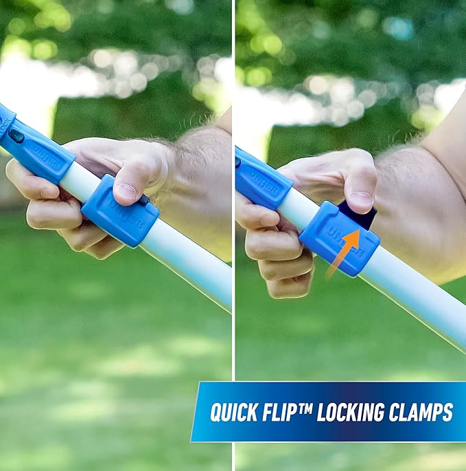 Unger Professional Connect and Clean 18” Grip Swivel Window, Glass Squeegee, and 8’ Pole, 180-Degree Pivoting Handle with Lock