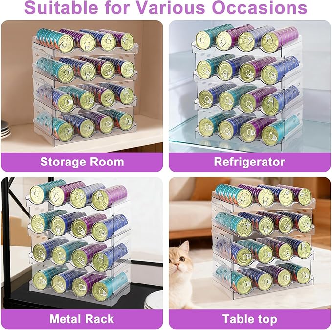 Cat Food Can Organizer, Can Organizer for Pantry, Transparent Cat Food Storage Container Holds 96 (3.5oz) Cans