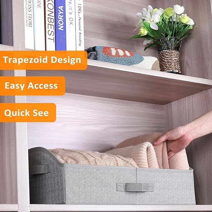 6-Pack Trapezoid Storage Bins, Foldable Storage Baskets for Clothes, Purse