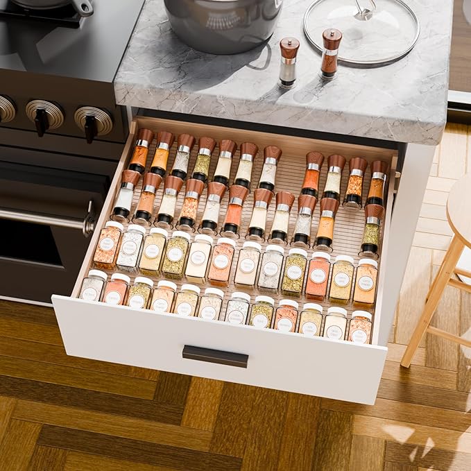 4 Pack Adjustable In Drawer Spice Organizer, Expandable From 11'' to 22''
