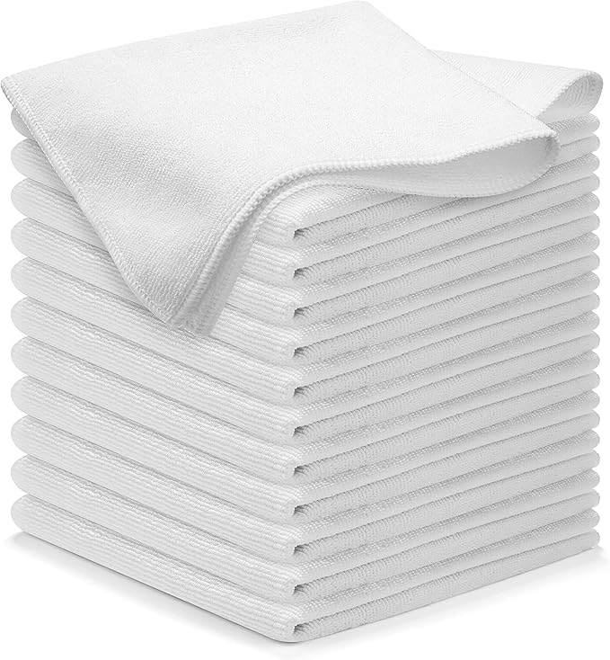 USANOOKS Microfiber Cleaning Cloth - White - 12Pcs (12.5x12.5 inch) High Performance - 1200 Washes