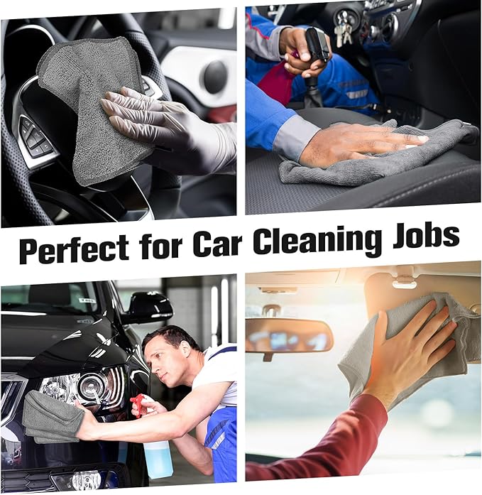 Tanlade Cleaning Cloth Dry Erase Cloth Cleaning Rags Reasonable Kitchen Towels Microfiber Towels Cars Wash(6 x 6 Inch,Gray,30 Pcs)