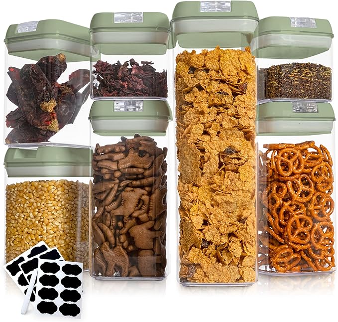 Cheer Collection Airtight Food Storage Containers, Kitchen Storage Containers for Pantry, Set of 7 Food Containers with Lids Airtight