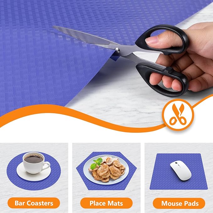 Shelf Liners for Kitchen Cabinets Refrigerator Liners Waterproof Kitchen Cupboard Liner Non Adhesive Drawer Mats EVA Material Fridge Liner for Shelves - Blue 11.8 x 393.7 Inches