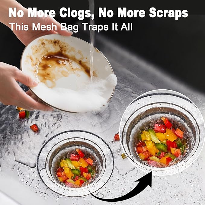 200 PCS Kitchen Disposable Sink Strainer Mesh Bag, Anti-Clogging Essentials Sink Filter Nets Drain Nets for Kitchen Sink All Drain Sinks Scalability