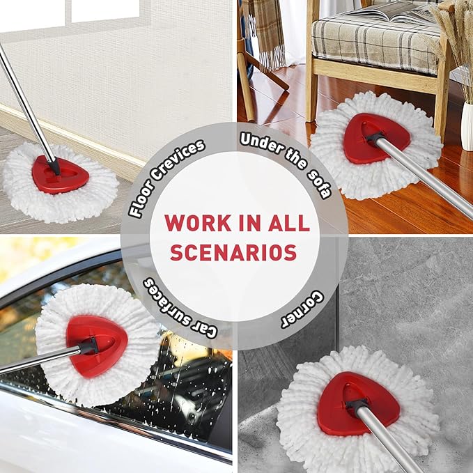 Mop Replace Head Compatible with Ocedar Mop Heads Replacements, Mop Refill Compatible with O-Ceda EasyWrin Spin Mop Head Replacement 1-Tank System Only, 6 Refills