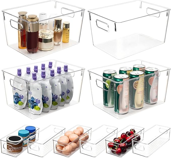 Set of 10 Clear Plastic Storage Bins