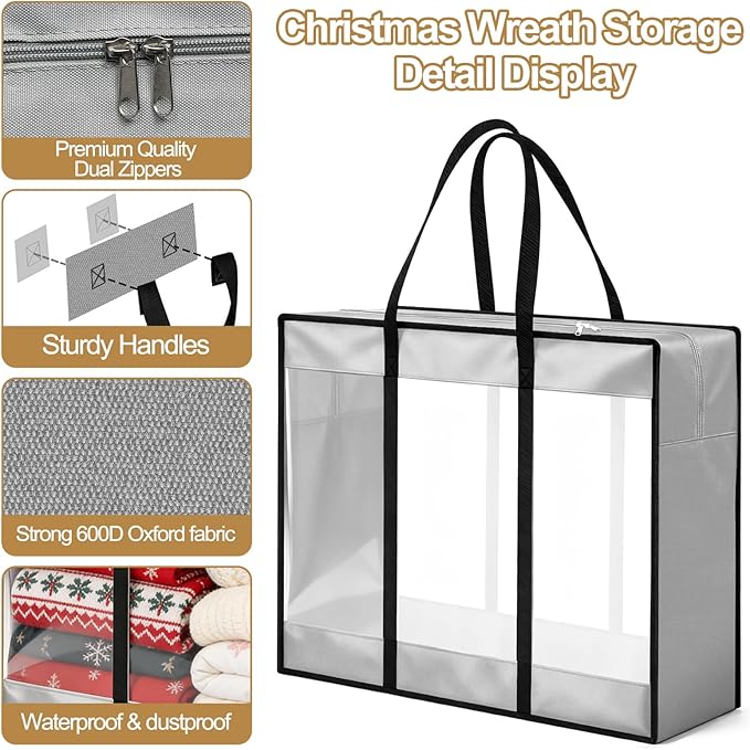 4 Pack Clear Clothes Storage Bags, 94L Blanket Storage Bag