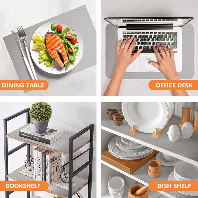 Light Gray Shelf Liners for Kitchen Cabinets Refrigerator Liners Waterproof & Oil-Proof Kitchen Cupboard Liner Drawer Mats EVA Material Non Adhesive Fridge Liner for Shelves 23.6 x 78.7 Inches